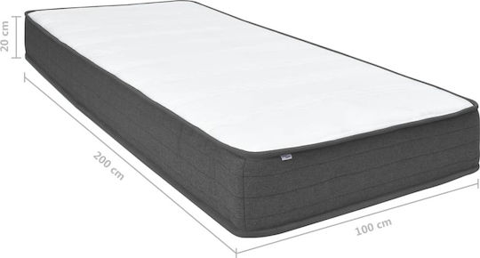 Pat King Size Tapițat cu Material Gri Închis cu Plăci și Saltea 200x200cm