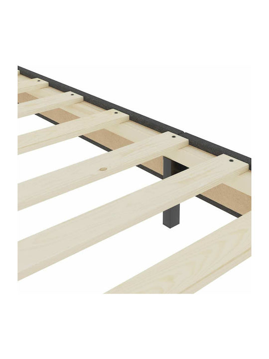 Doppelbett Mit Stoff Dunkelgrau Mit Lattenrost Für Matratze 140x200cm