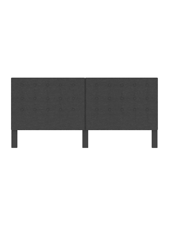 vidaXL King Size Upholstered Fabric Bed Dark Gray with Slats and Mattress 200x200cm
