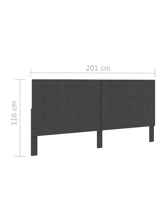 vidaXL King Size Upholstered Fabric Bed Dark Gray with Slats and Mattress 200x200cm
