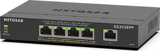 NetGear GS305EPP Unmanaged L2 PoE+ Switch with 5 Gigabit (1Gbps) Ethernet Ports