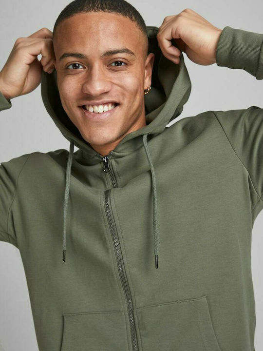 Men's Cardigan with Hood & Pockets Olive