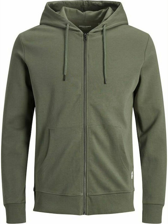 Men's Cardigan with Hood & Pockets Olive