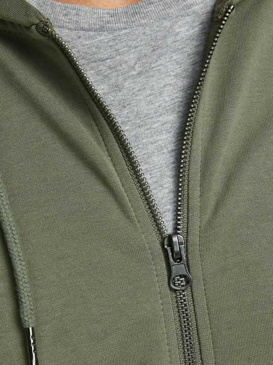 Men's Cardigan with Hood & Pockets Olive