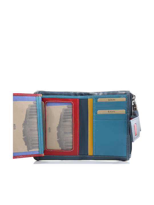 Small Leather Women's Wallet Classic Blue / Red