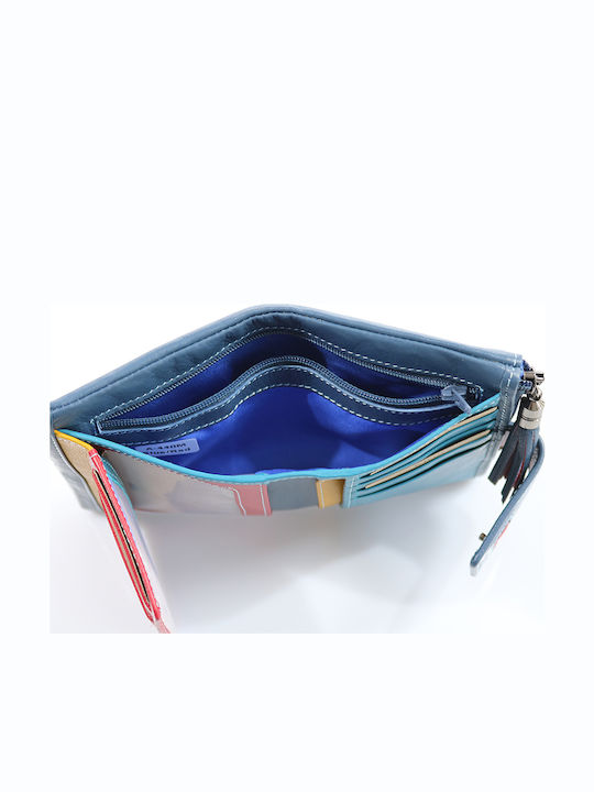 Small Leather Women's Wallet Classic Blue / Red