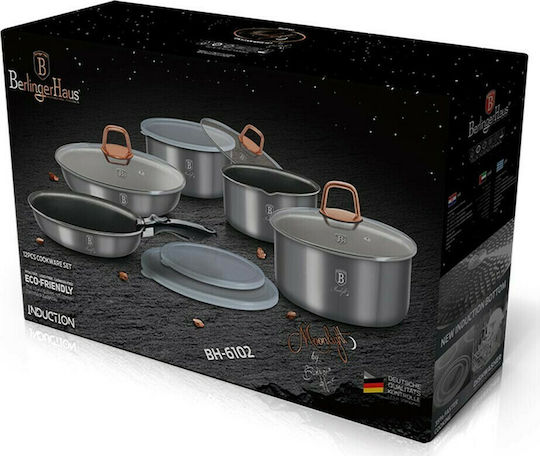 Berlinger Haus Moonlight Collection Cookware Set of Aluminum Silver with Non-stick Interior Coating 5 Pieces