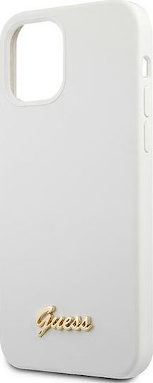 Guess Metal Logo Script Back Cover Plastic White (iPhone 12 mini)