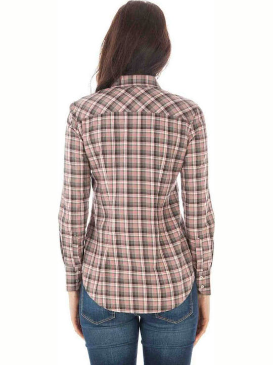 Fred Perry Women's Checked Long Sleeve Shirt Pink