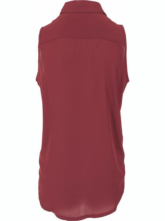 Women's Monochrome Sleeveless Shirt Burgundy
