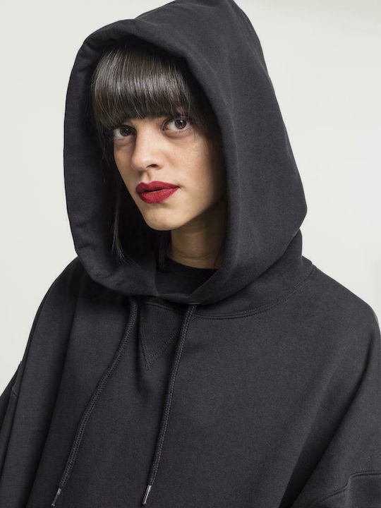Long Women's Sweatshirt Hooded Black