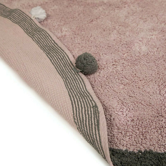 Baby Adventure Ръчно изработено Детско килимче Памучно Pink/Grey Кръгло с диаметър 150см