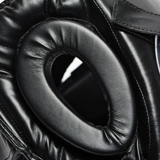 Leone Plastic Pad Adult Full Face Boxing Headgear Synthetic Leather Black