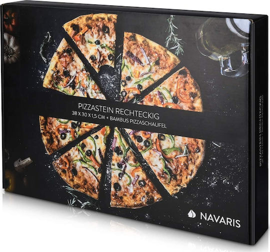 Navaris Placă de copt Plăci de copt pentru pizza cu Suprafață din Piatră Flat 38x30x1.5cm
