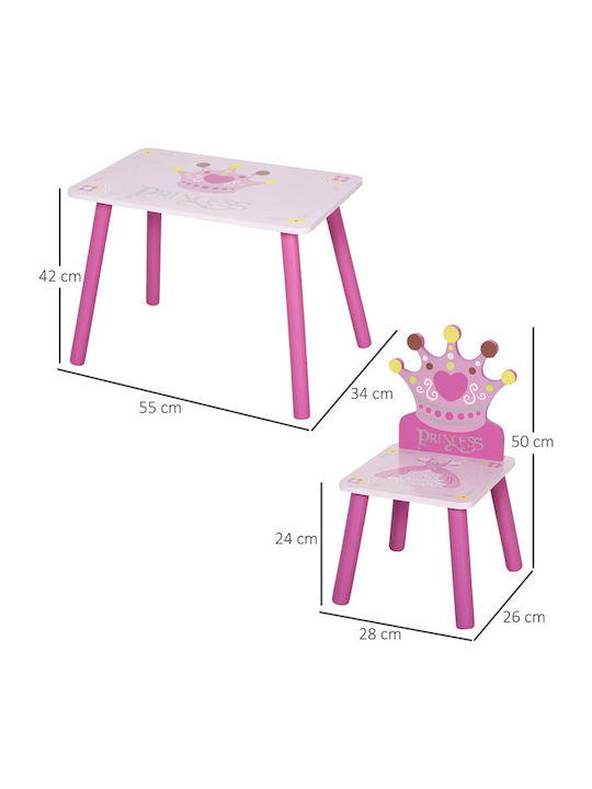 Set Masă cu Scaune pentru Copii din Plastic Roz HomCom