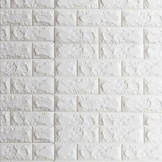 3D Πάνελ Τοίχου Αφρώδες Αυτοκόλλητο Λευκό Foam Λευκό 75x70εκ.