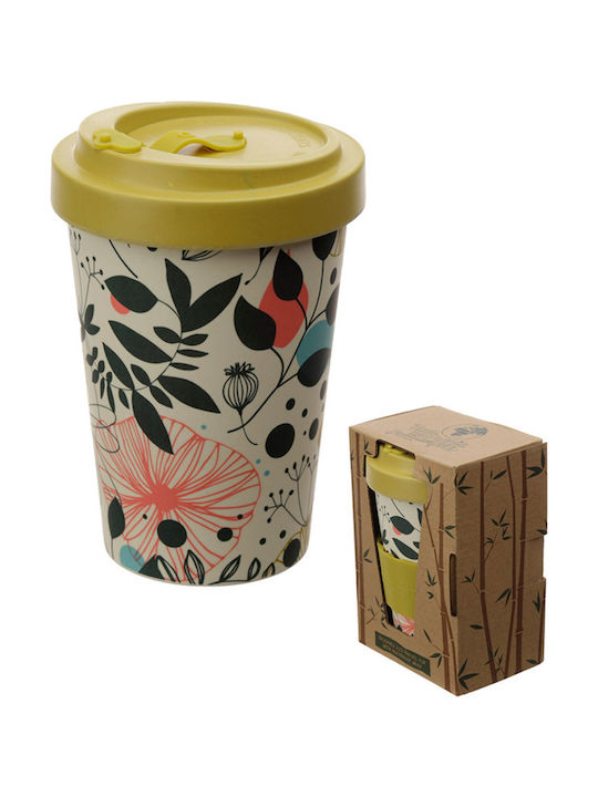 Puckator Wisewood Botanical Bamboo Cup with Lid Multicolour 400ml