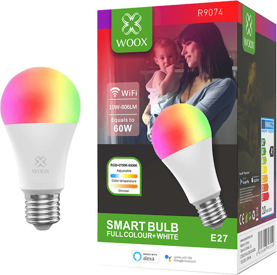 Woox Smart Λάμπα LED 10W για Ντουί E27 RGBW 806lm Dimmable