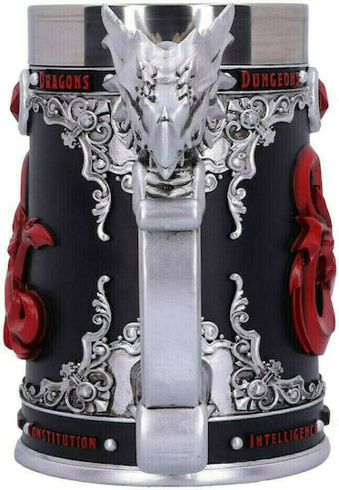 Nemesis Now Dungeons & Dragons Tankard Logo Ποτήρι Μπύρας από Πλαστικό σε Μαύρο Χρώμα