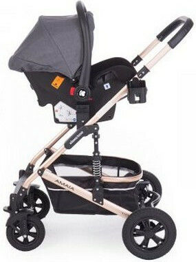 Kikka Boo Amaia Adjustable 3 in 1 Baby Stroller Suitable for Newborn All Black 10kg
