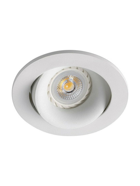 Faro Barcelona Argon Rotund Metalic Spot Încorporat cu Soclu GU10 Alb 11.4x11.4cm. 1buc