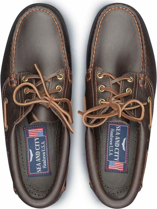 Memphis Men's Leather Boat Shoes Brown