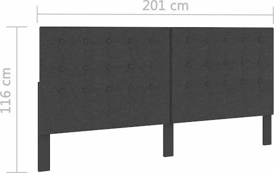Pat King Size Tapițat cu Material Gri Închis cu Plăci Potrivit pentru Saltea 200x200cm