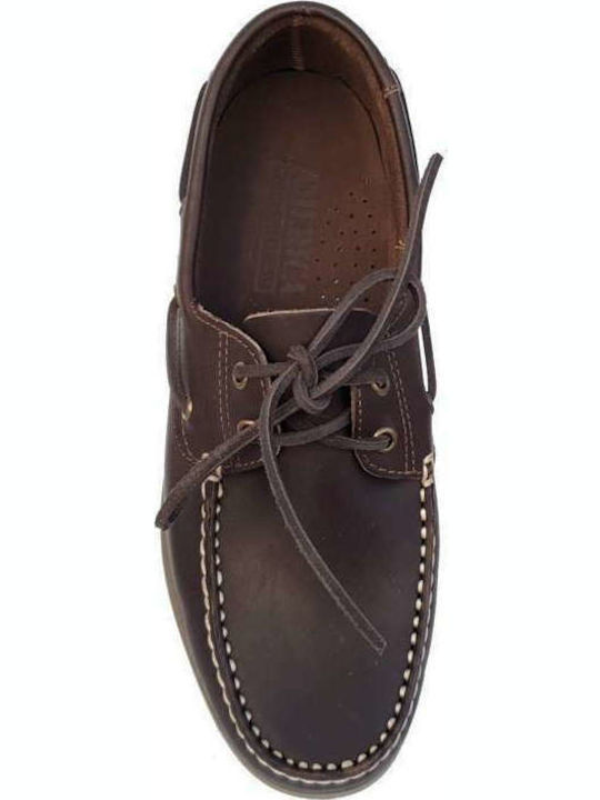 0450 Δερμάτινα Ανδρικά Boat Shoes σε Καφέ Χρώμα