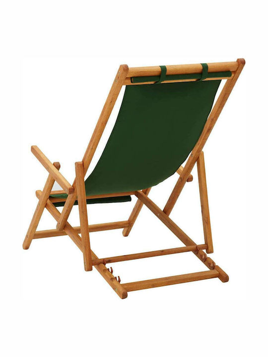 Сезлонг с Подлакътници & Зелен Плат 127x60x95см