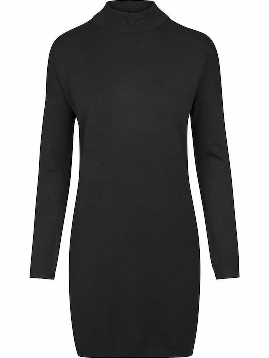 Mini Dress Turtleneck Black