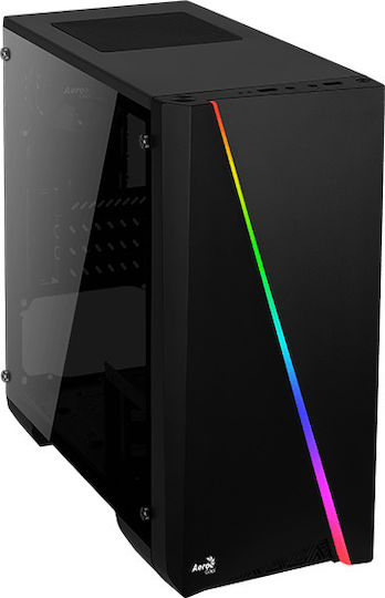 Aerocool Cylon Mini Tempered Glass Gaming Mini Tower Κουτί Υπολογιστή με Πλαϊνό Παράθυρο και RGB Φωτισμό Μαύρο