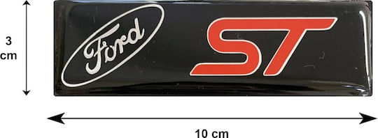 Race Axion Auto-Emblem-Dekoration Ford ST Schraubembleme für Epoxidharz-Fußmatten 10x3cm 2 Stück in Schwarz Farbe LOGO.FORD/1-RXCCA