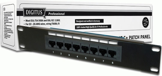 Digitus Patch Panel Unshielded για Rack 1U 10" 50 Θυρών cat5e Μαύρο