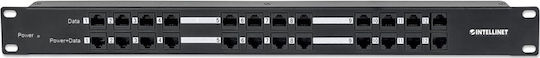 Manhattan Patch Panel για Rack 1U 19" 12 Θυρών cat5e PoE+ Μαύρο