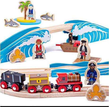 Big Jigs Pirates Set with Train made of Wood for 3+ years+ Years