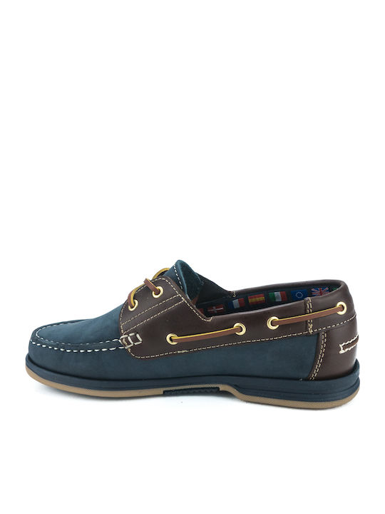 10112 Δερμάτινα Ανδρικά Boat Shoes σε Μπλε Χρώμα