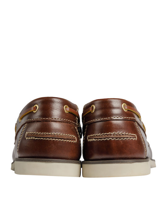 14692 Men's Leather Boat Shoes Brown