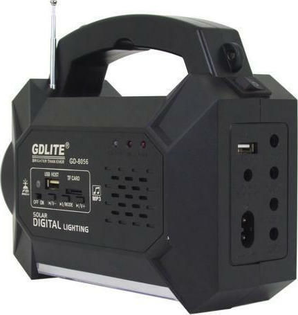 GDLite Solar Lighting System 8056 with Flash Light 3 Lamps Radio and USB Charging