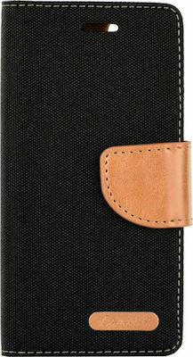 Forcell Canvas Diary Carte Tesatura Negru (Galaxy A21s)