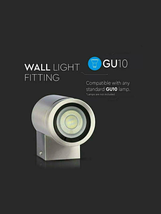 V-TAC Wall-Mounted Outdoor Spot Light IP44 GU10 Silver