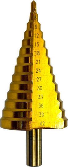 Pasco Cone HSS-Tin 4-42mm Conical Drill HSS Titanium with Cylindrical Shank for Metal και Wood