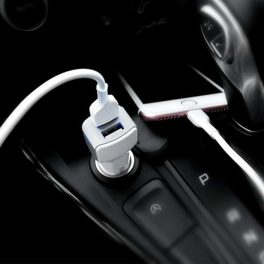 Hoco Z23 Încărcător Auto 12W 2.4A Încărcare Rapidă cu Porturi: 2xUSB Alb Culoare