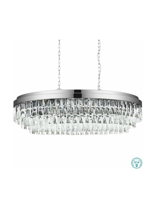 Eglo Valparaiso Pendant Chandelier with Crystals for 10 Bulbs E14, E.14 Silver