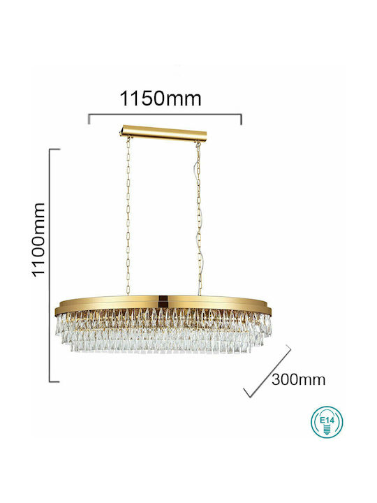Eglo Valparaiso Πολυέλαιος 13xE14 Ø115cm με Κρύσταλλα Χρυσός 39463