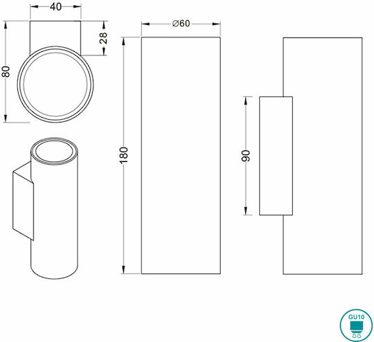 Trio Lighting Marley Modern Lamp Wall with Socket GU10 Gold 6x8x6cm