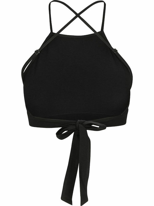 Triangle Γυναικείο Καλοκαιρινό Crop Top Βαμβακερό με Τιράντες Μαύρο
