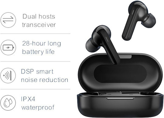 Haylou GT3 In-ear Bluetooth Handsfree Ακουστικά με Αντοχή στον Ιδρώτα και Θήκη Φόρτισης Μαύρα