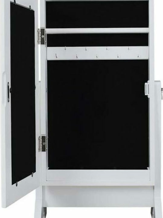 Dulap Pentru Bijuterii Din Lemn Cu Oglindă Alb 30.4x8.6x40cm Dulap Pentru Bijuterii Din Lemn Cu Oglindă Alb 30.4x8.6x40cm