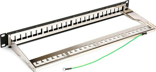 Powertech Patch Panel Keystone for Rack 1U 19" with 24 Ports Black