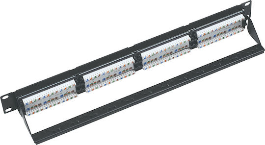 Central Patch Panel für Rack 1U 19" 24 Ports cat6 Schwarz